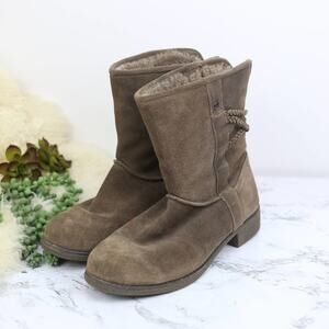 Abeo Blaine Taupe Brown Suede Sheepskin Mid Calf Winter Boots Size 7
